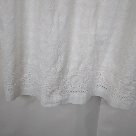 Talbots | Embroidered Eyelet Sheath Sleeveless Ivory White Dress | Size 18 - Picture 8 of 13